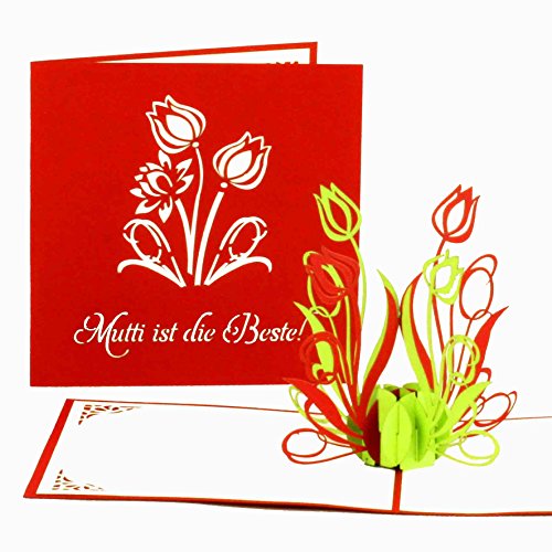Muttertagskarte"Mutti ist die Beste" - 3D Pop-Up Karte - Muttertagskarten als kleines Geschenk & Geschenkgutschein - 3D Karte zum Muttertag