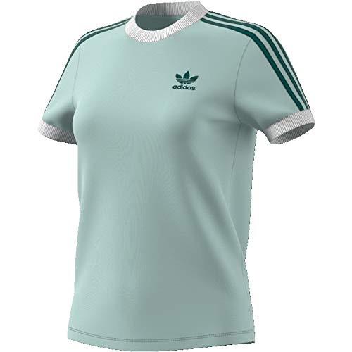 adidas Damen 3-Streifen Trainingsshirt, Vapour Green, 38