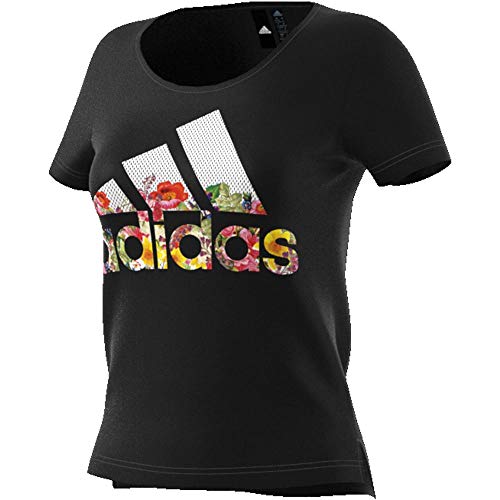 adidas Damen Badge of Sport Flower T-Shirt, Black, S