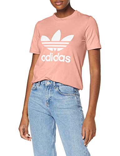 adidas Damen Trefoil Tee T-Shirt, Rosa (Dust Pink), 34 (Herstellergröße: 40)