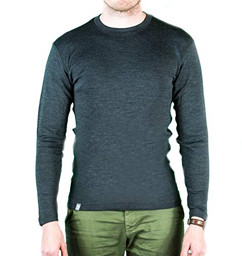 Alpin Loacker Merino Shirt Langarm | 100% Merinowolle Sweatshirt Herren | wärmeregulierendes Langarmshirt für Männer Sport & Freizeit | Grau Größe L