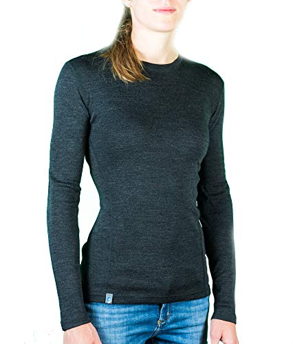 Alpin Loacker Merino Shirt Langarm 230g/m | 100% Merinowolle Sweatshirt Frauen | wärmeregulierendes Langarmshirt für Frauen Sport & Freizeit | Größenwahl (grau, m)